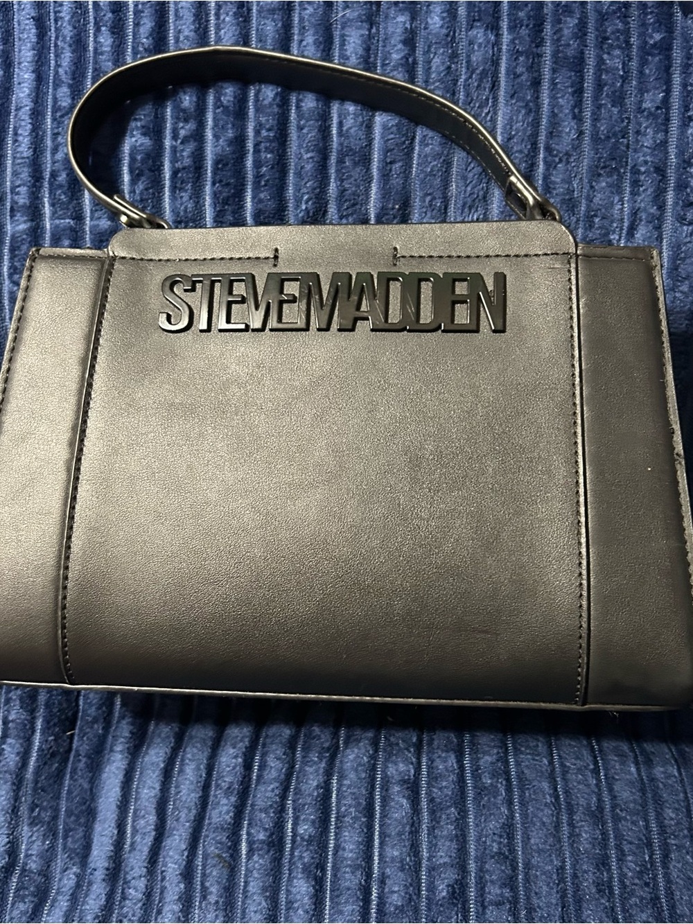 Steve Madden Black Structured Top-Handle Satchel